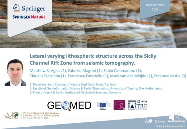 Click image to watch presentation of Lateral varying lithospheric structure across the Sicily Channel Rift Zone from seismic tomography.